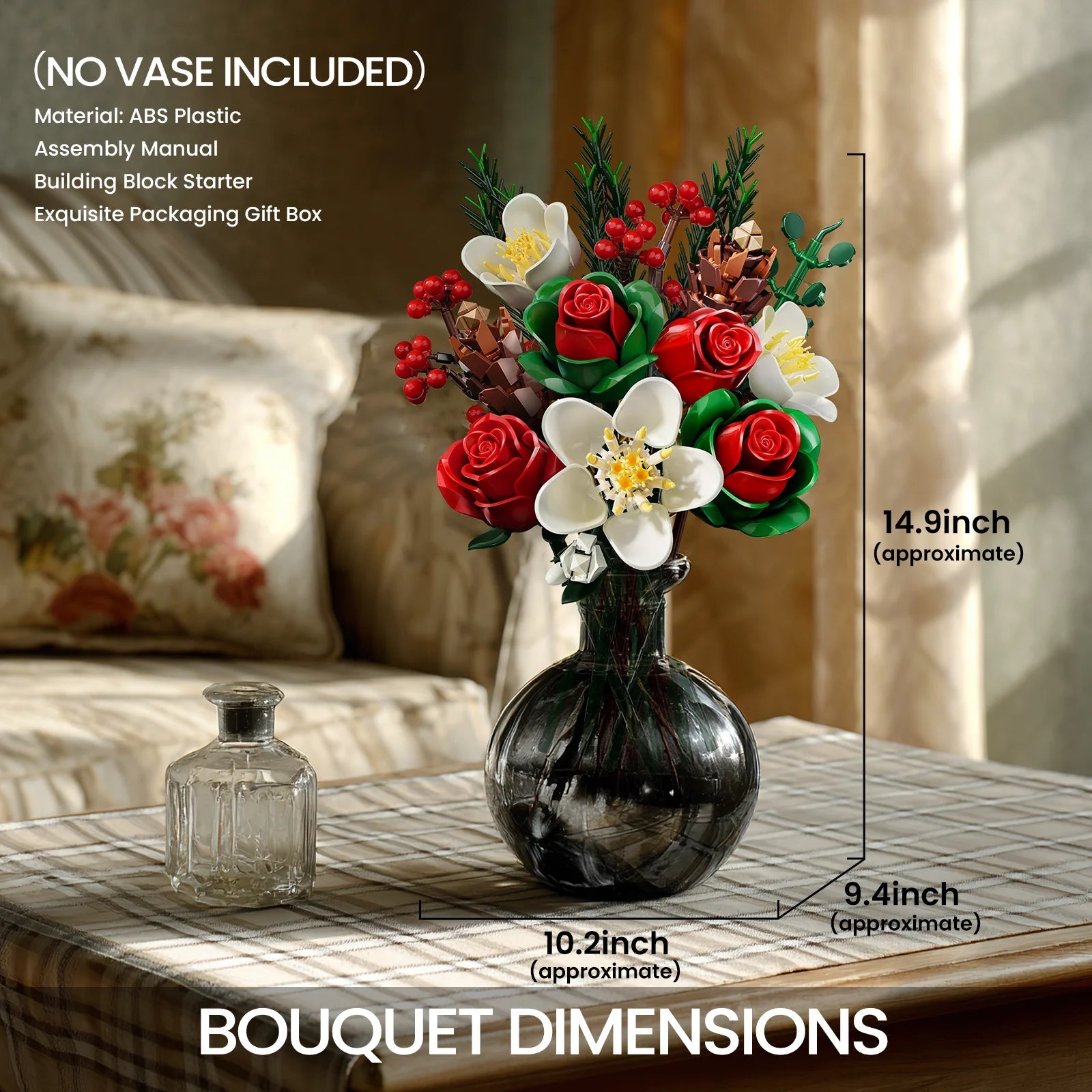 DIY Christmas Roses Bouquet Building Set - Creative Adult Gift - silverfoxgoods